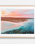 Turquoise Bay, Ningaloo Coast, WA. Aerial photography print by Salty Wings in a Raw Oak Deep Set Frame, landscape (SW2285)