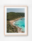 Jamieson Creek, Great Ocean Road, VIC. Aerial photography print by Salty Wings in a Raw Oak Deep Set Frame, portrait (SW2518)
