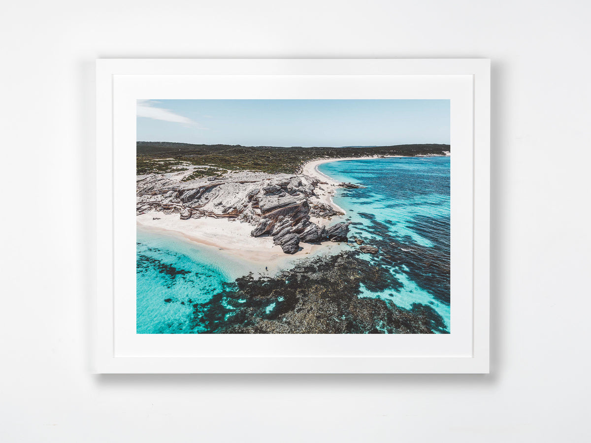 Hamelin Bay, Margaret River Region, WA. Aerial photography print by Salty Wings in a white Classic Frame, landscape (SW2270)