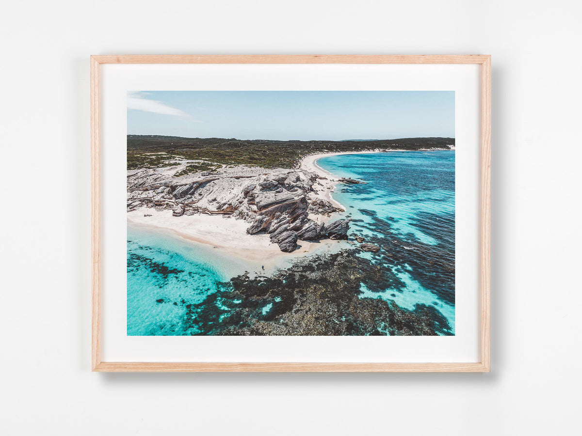 Hamelin Bay, Margaret River Region, WA. Aerial photography print by Salty Wings in a Raw Oak Deep Set Frame, landscape (SW2270)