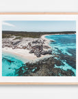 Hamelin Bay, Margaret River Region, WA. Aerial photography print by Salty Wings in a Raw Oak Deep Set Frame, landscape (SW2270)