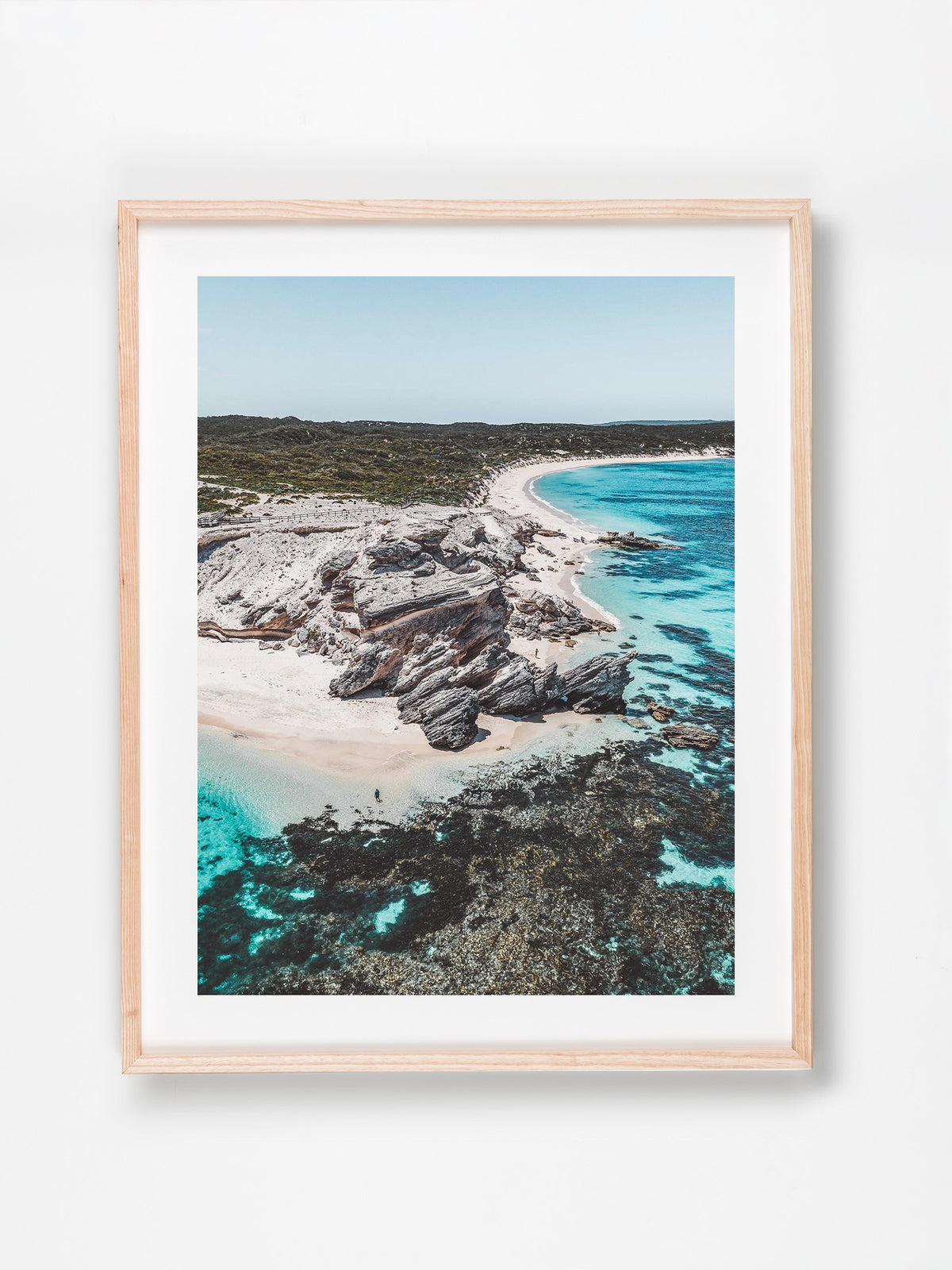 Hamelin Bay, Margaret River Region, WA. Aerial photography print by Salty Wings in a Raw Oak Deep Set Frame, portrait (SW2270)