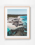 Hamelin Bay, Margaret River Region, WA. Aerial photography print by Salty Wings in a Raw Oak Deep Set Frame, portrait (SW2270)