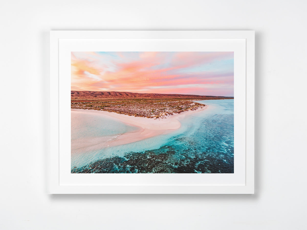 Turquoise Bay, Ningaloo Coast, WA. Aerial photography print by Salty Wings in a white Classic Frame, landscape (SW2285)