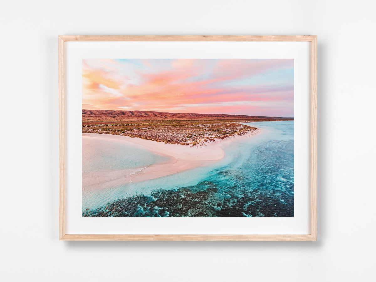 Turquoise Bay, Ningaloo Coast, WA. Aerial photography print by Salty Wings in a Raw Oak Deep Set Frame, landscape (SW2285)
