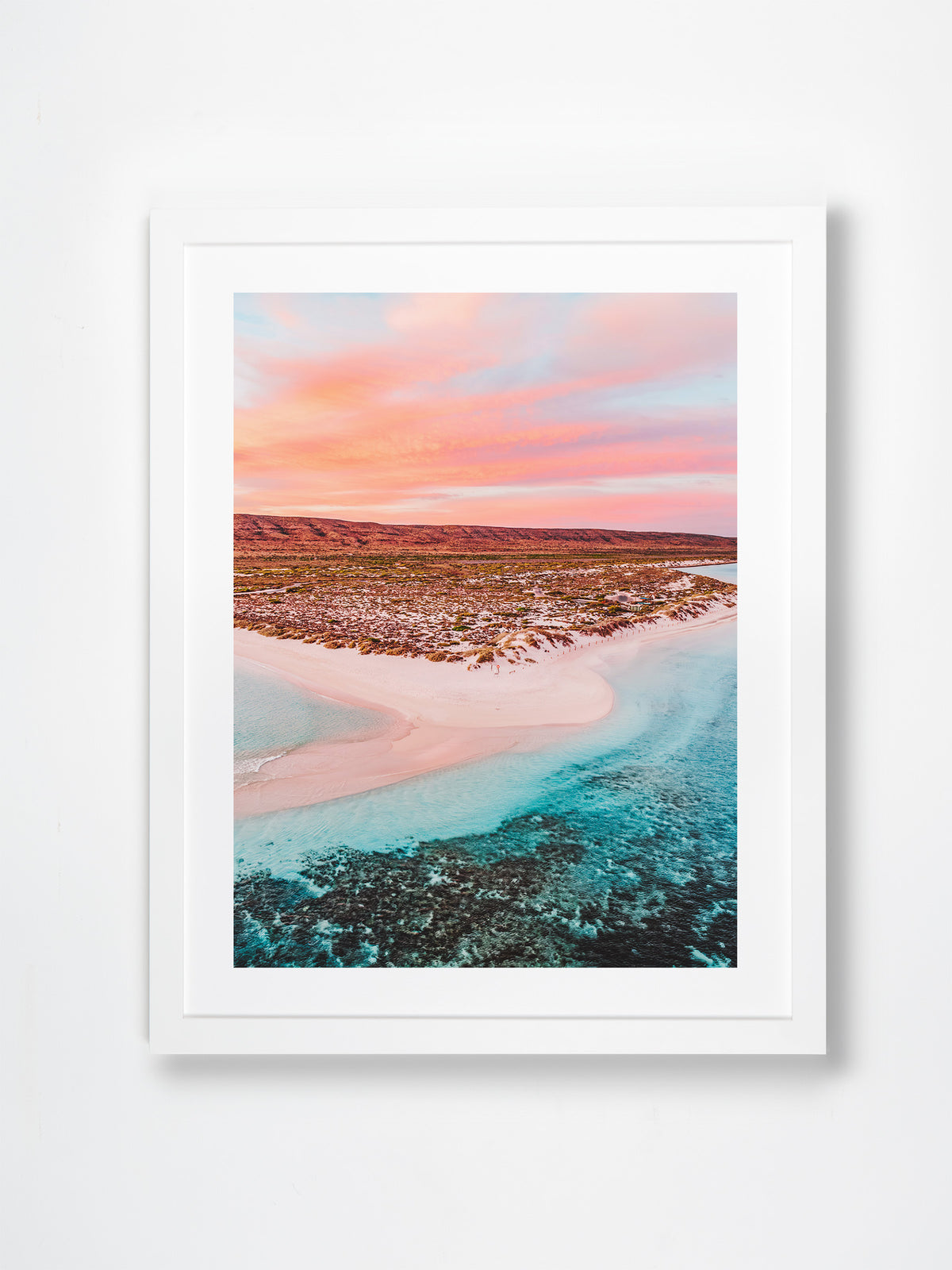 Turquoise Bay, Ningaloo Coast, WA. Aerial photography print by Salty Wings in a white Classic Frame, portrait (SW2285)