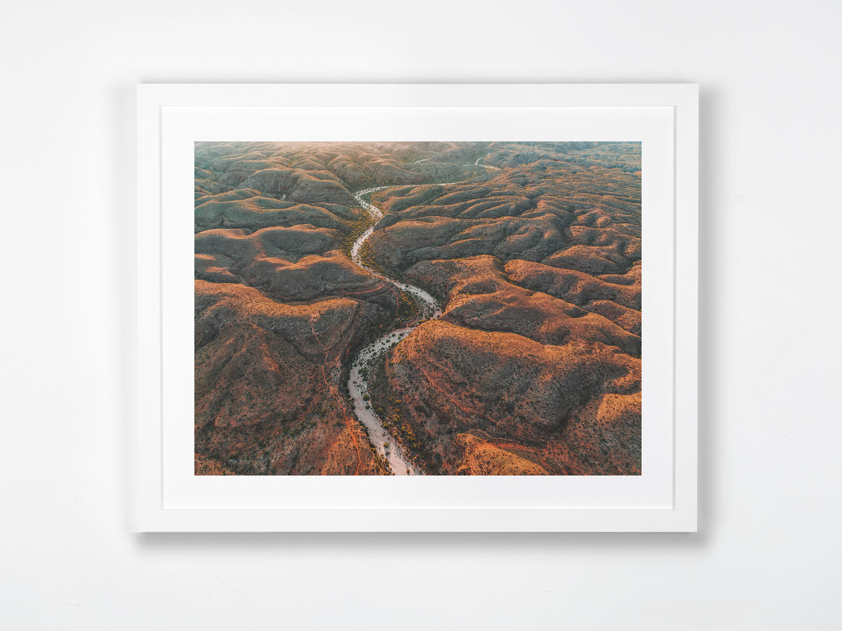 Mandu Mandu, Exmouth, Ningaloo, WA. Aerial photography print by Salty Wings in a white Classic Frame, landscape (SW2295)