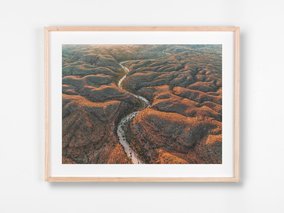 Mandu Mandu, Exmouth, Ningaloo, WA. Aerial photography print by Salty Wings in a Raw Oak Deep Set Frame, landscape (SW2295)
