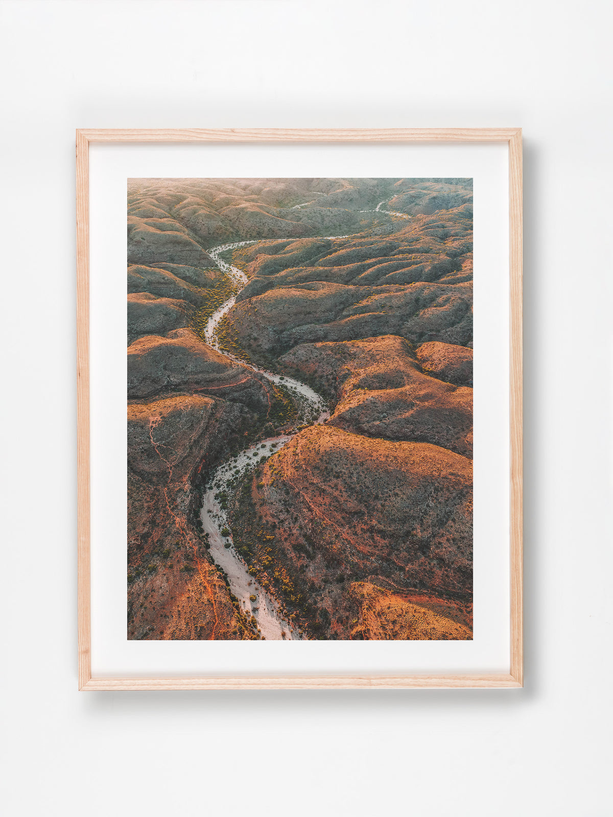Mandu Mandu, Exmouth, Ningaloo, WA. Aerial photography print by Salty Wings in a Raw Oak Deep Set Frame, portrait (SW2295)