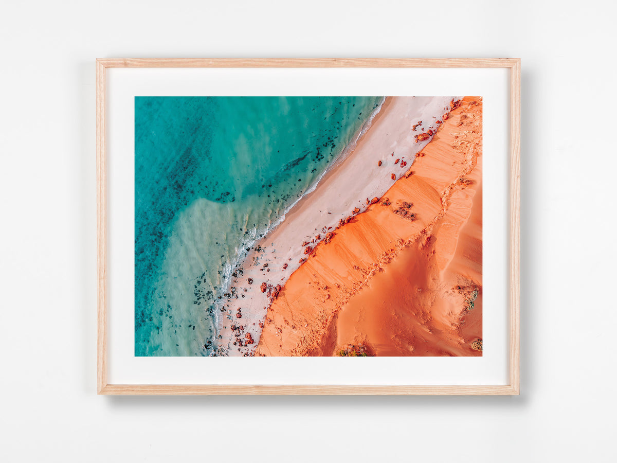 Shark Bay, Gascoyne, WA. Aerial photography print by Salty Wings in a Raw Oak Deep Set Frame, landscape (SW2316)