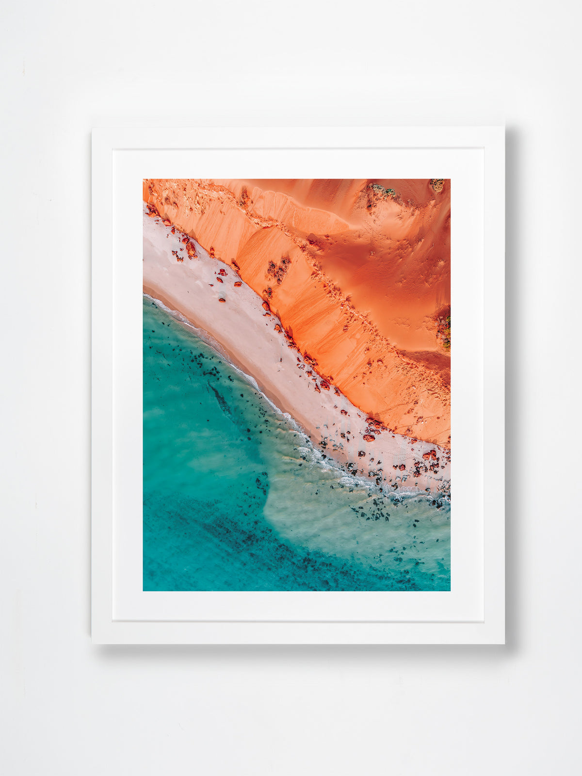 Shark Bay, Gascoyne, WA. Aerial photography print by Salty Wings in a white Classic Frame, portrait (SW2316)