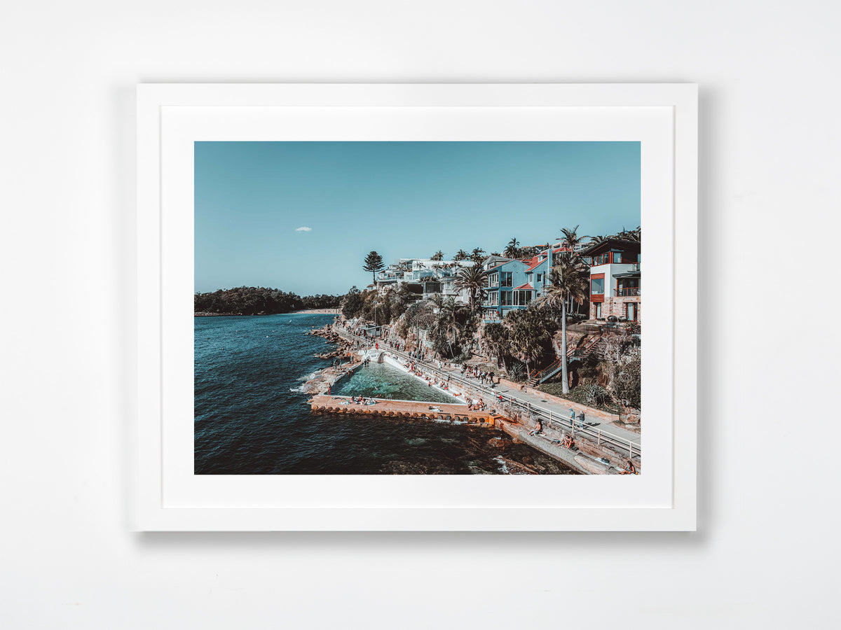 Manly, Manly Beach, Sydney, NSW. Aerial photography print by Salty Wings in a white Classic Frame, landscape (SW2322)