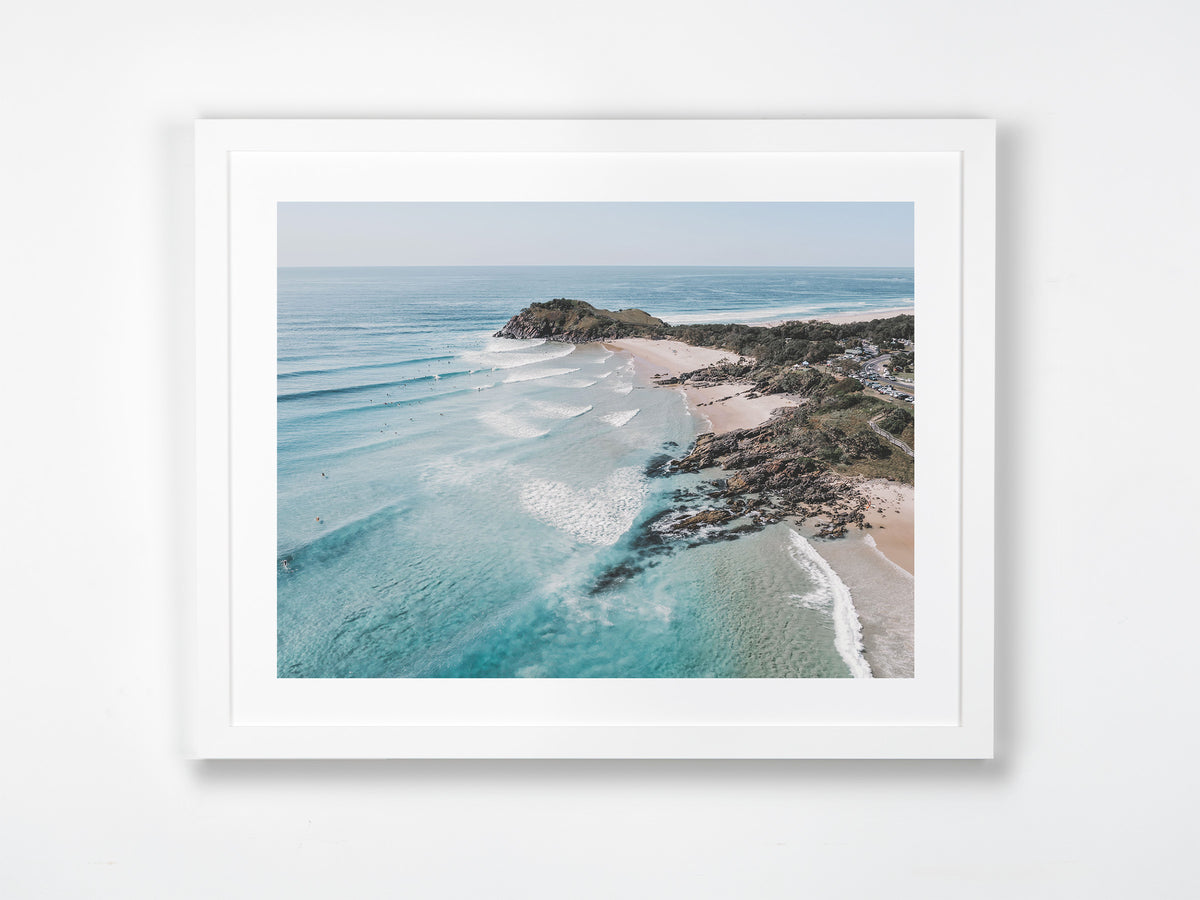 Cabarita, Northern Rivers, NSW. Aerial photography print by Salty Wings in a white Classic Frame, landscape (SW2338)