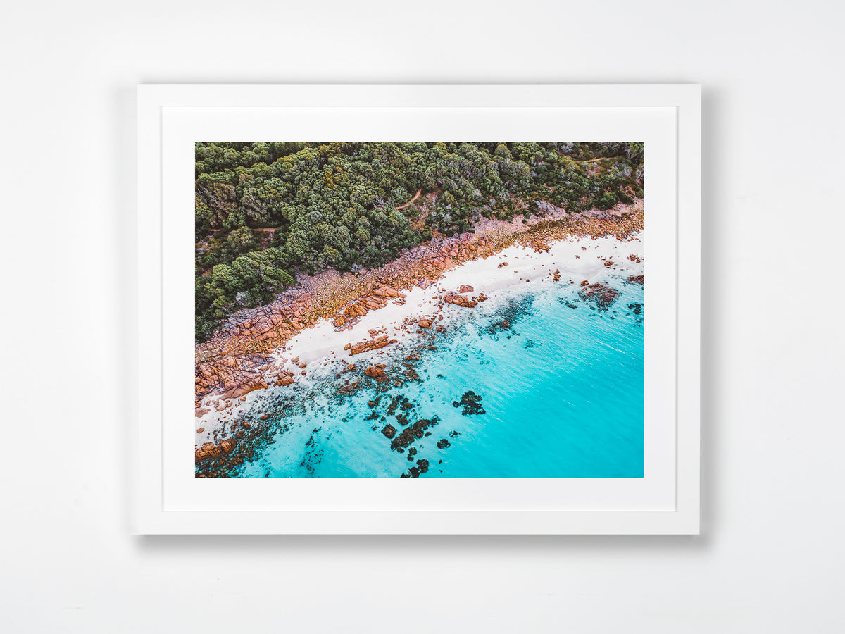 Meelup, Margaret River Region, WA. Aerial photography print by Salty Wings in a white Classic Frame, landscape (SW2359)