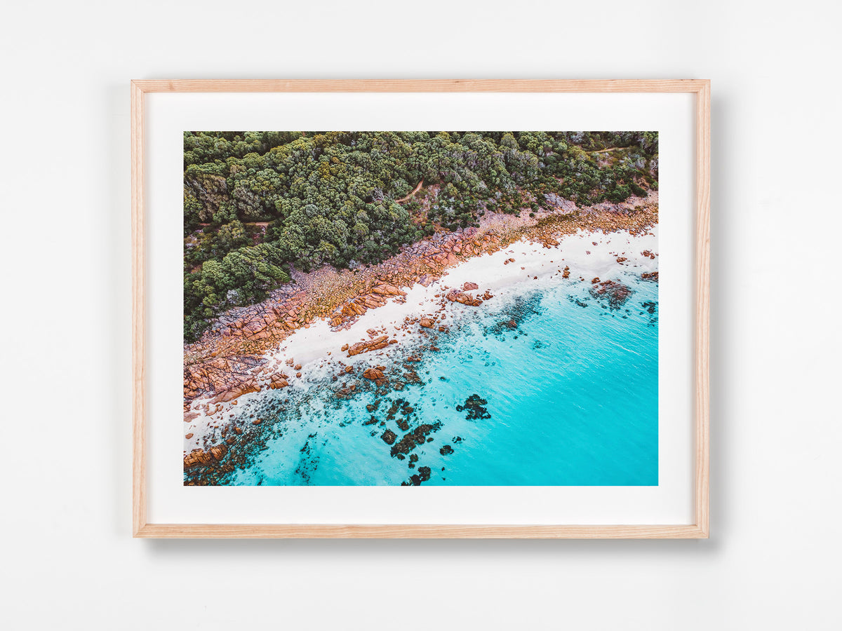 Meelup, Margaret River Region, WA. Aerial photography print by Salty Wings in a Raw Oak Deep Set Frame, landscape (SW2359)