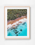 Meelup, Margaret River Region, WA. Aerial photography print by Salty Wings in a Raw Oak Deep Set Frame, portrait (SW2359)