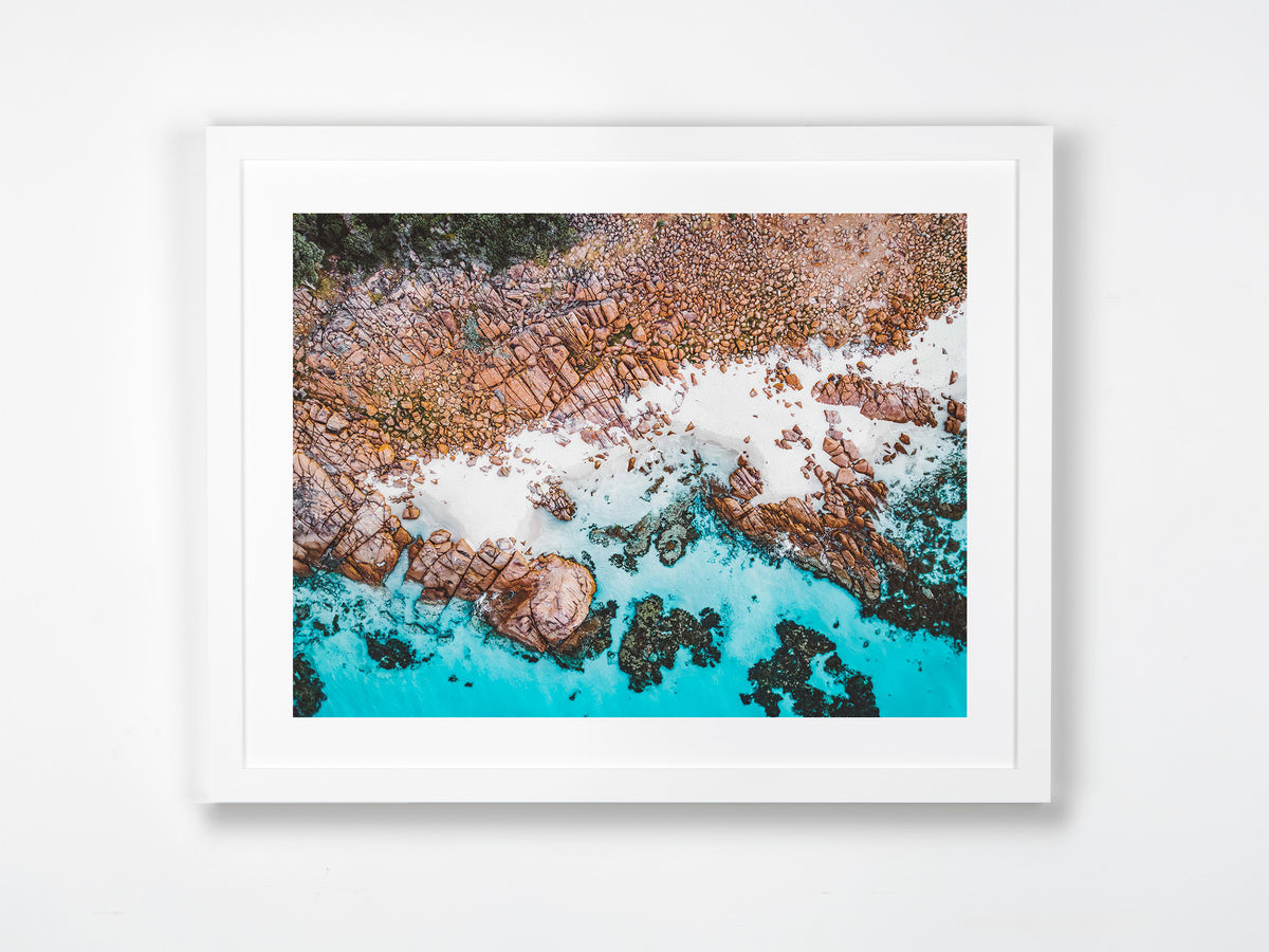 Meelup, Margaret River Region, WA. Aerial photography print by Salty Wings in a white Classic Frame, landscape (SW2360)