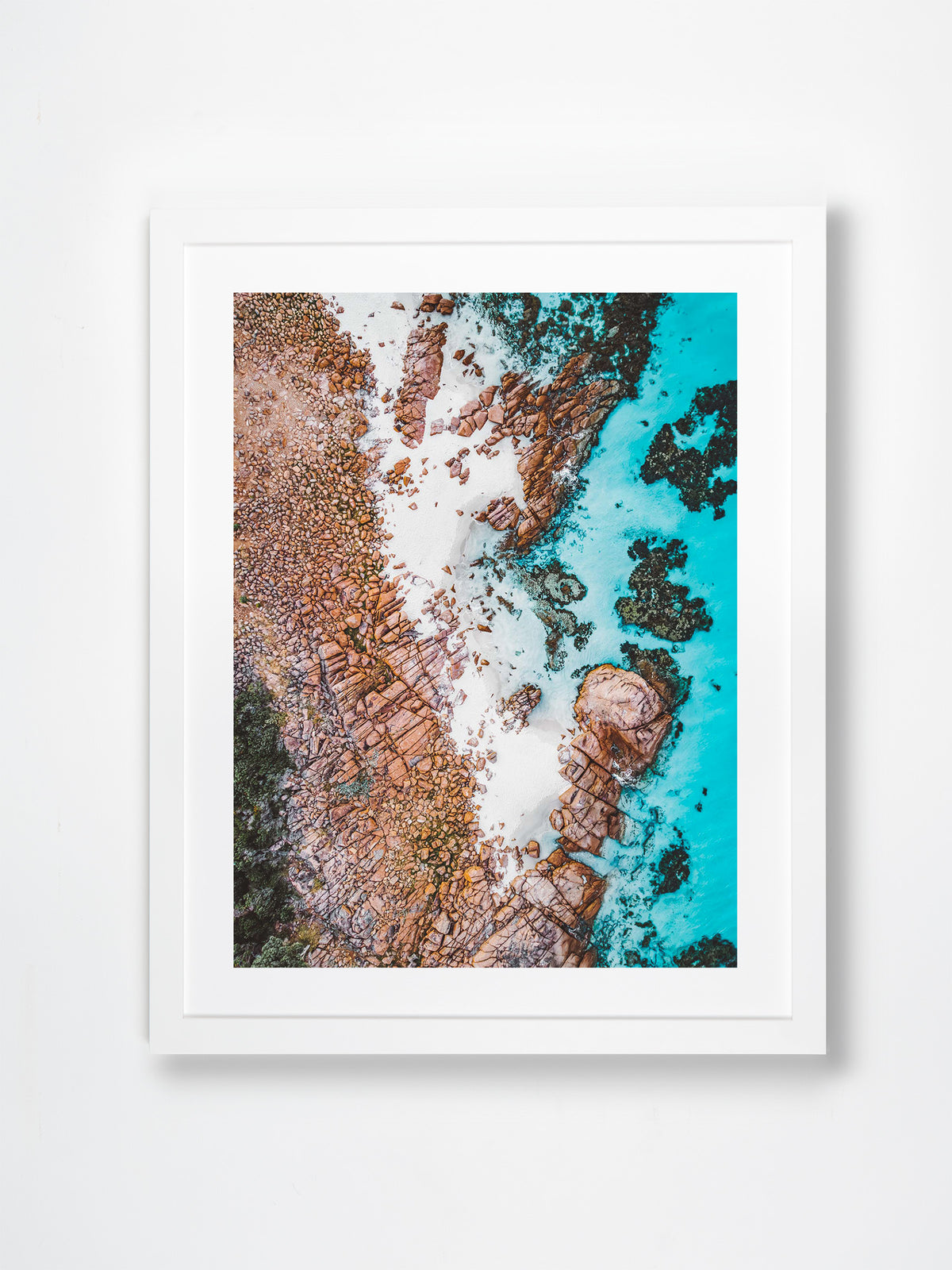 Meelup, Margaret River Region, WA. Aerial photography print by Salty Wings in a white Classic Frame, portrait (SW2360)
