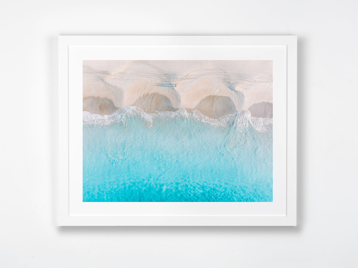 Bunker Bay, Margaret River Region, WA. Aerial photography print by Salty Wings in a white Classic Frame, landscape (SW2368)