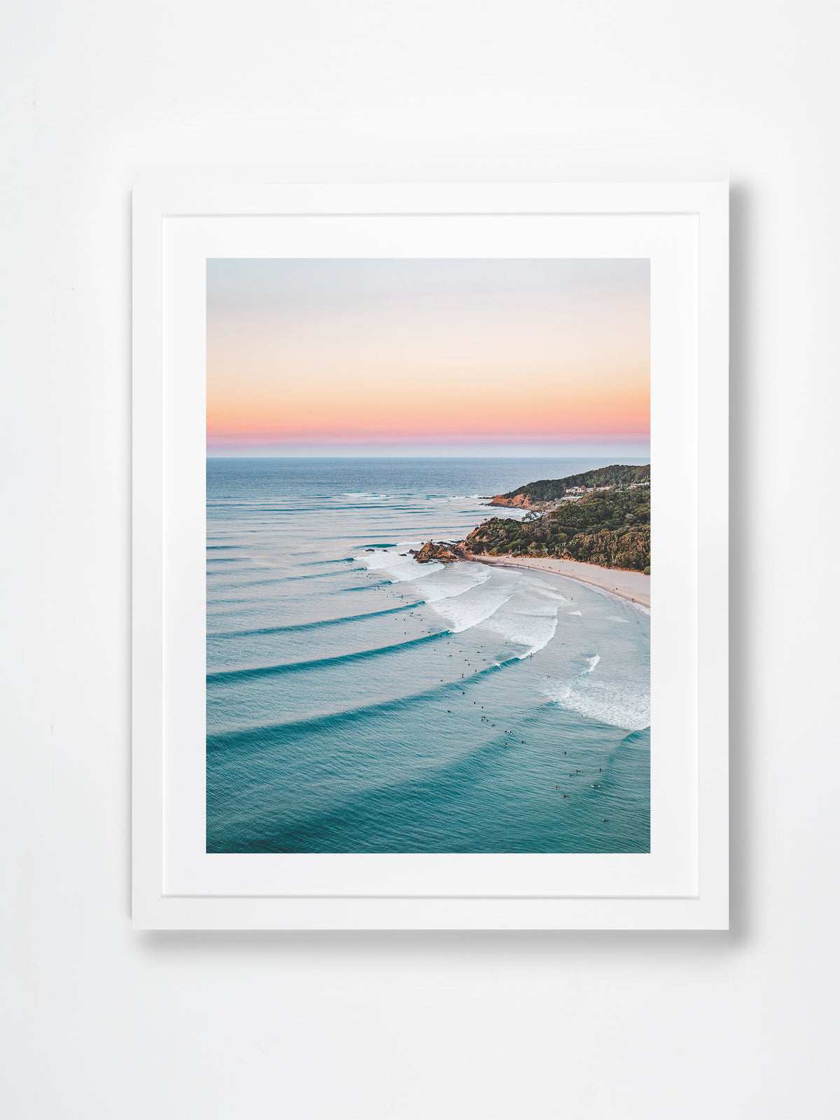 Byron Bay, Northern Rivers, NSW. Aerial photography print by Salty Wings in a white Classic Frame, portrait (SW2383)