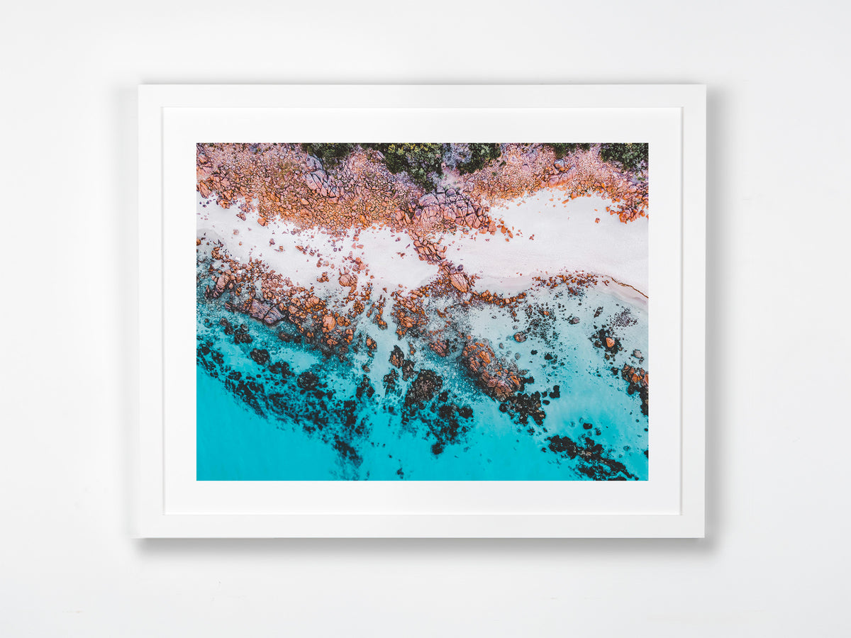Meelup, Margaret River Region, WA. Aerial photography print by Salty Wings in a white Classic Frame, landscape (SW2385)