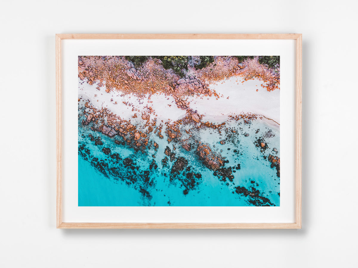 Meelup, Margaret River Region, WA. Aerial photography print by Salty Wings in a Raw Oak Deep Set Frame, landscape (SW2385)