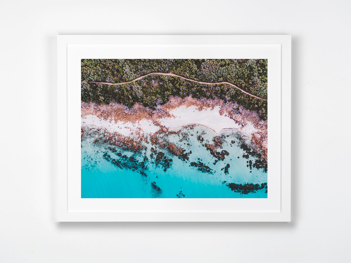 Meelup, Margaret River Region, WA. Aerial photography print by Salty Wings in a white Classic Frame, landscape (SW2386)