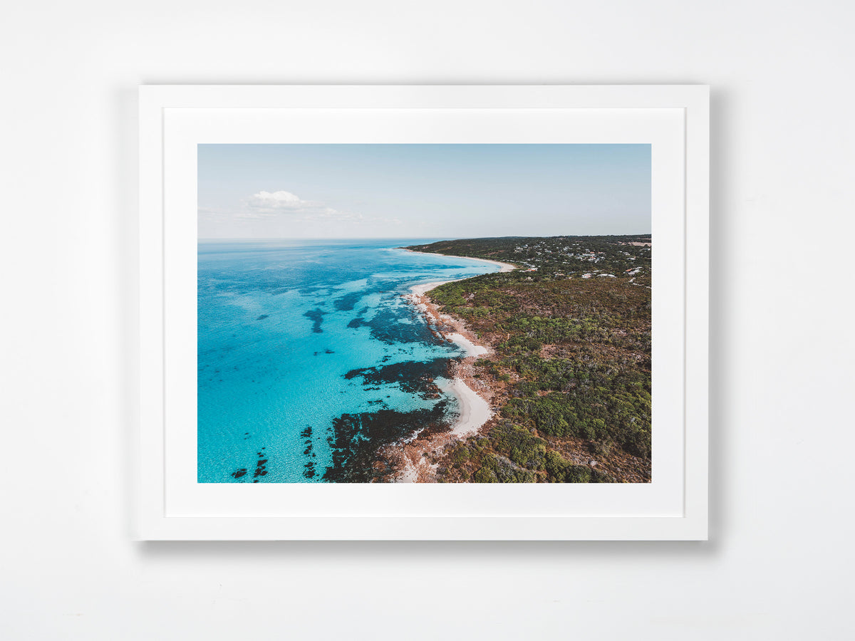 Eagle Bay, Margaret River Region, WA. Aerial photography print by Salty Wings in a white Classic Frame, landscape (SW2392)