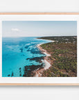 Eagle Bay, Margaret River Region, WA. Aerial photography print by Salty Wings in a Raw Oak Deep Set Frame, landscape (SW2392)