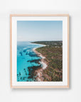 Eagle Bay, Margaret River Region, WA. Aerial photography print by Salty Wings in a Raw Oak Deep Set Frame, portrait (SW2392)