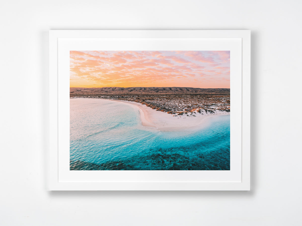 Turquoise Bay, Ningaloo, Coral Coast, WA. Aerial photography print by Salty Wings in a white Classic Frame, landscape (SW2420)