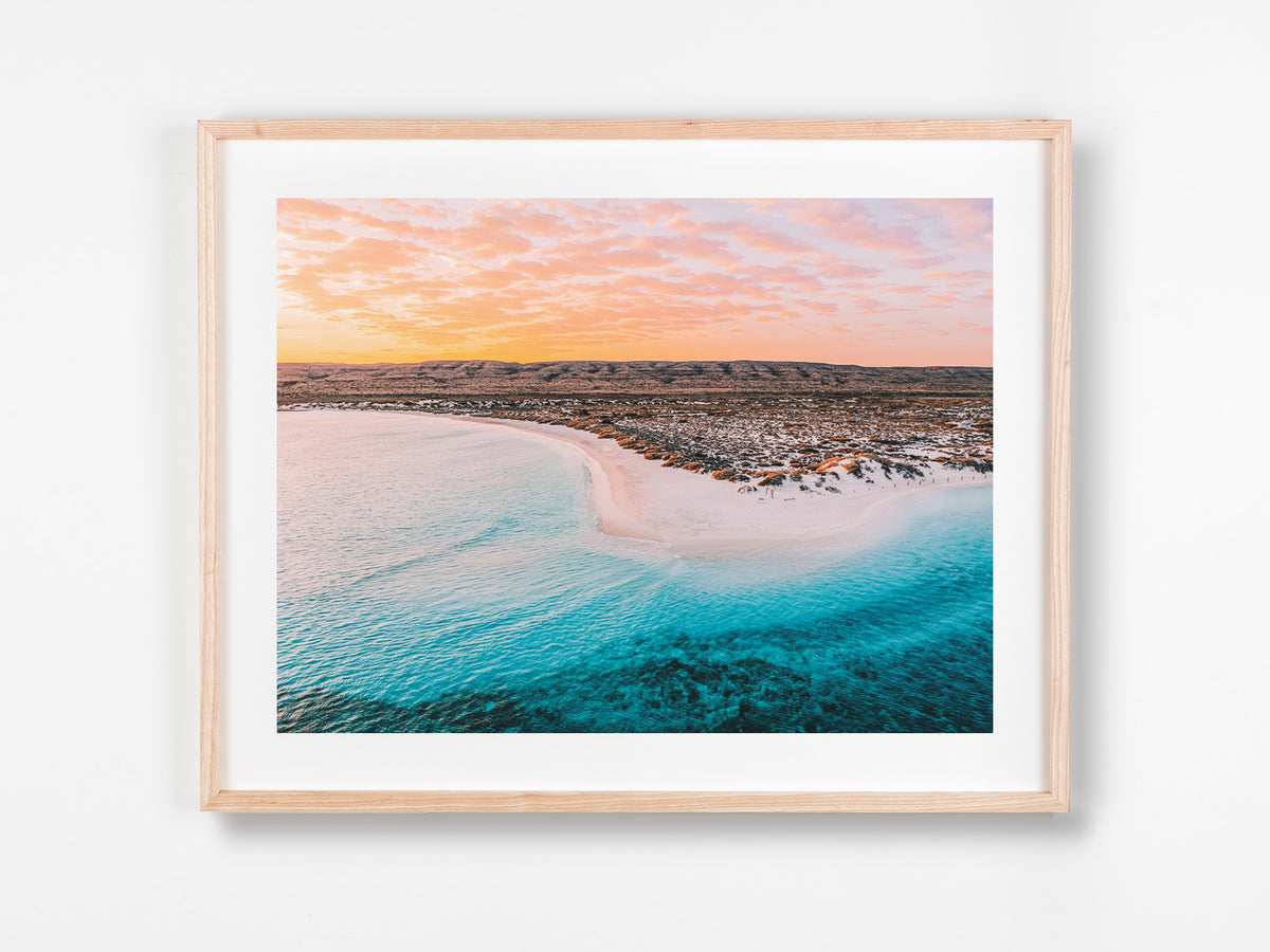 Turquoise Bay, Ningaloo, Coral Coast, WA. Aerial photography print by Salty Wings in a Raw Oak Deep Set Frame, landscape (SW2420)