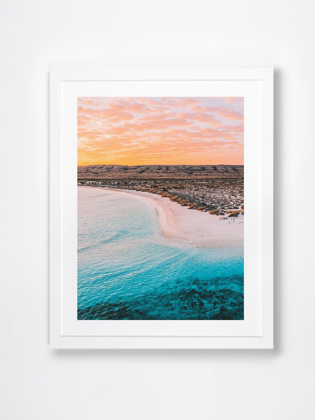 Turquoise Bay, Ningaloo, Coral Coast, WA. Aerial photography print by Salty Wings in a white Classic Frame, portrait (SW2420)