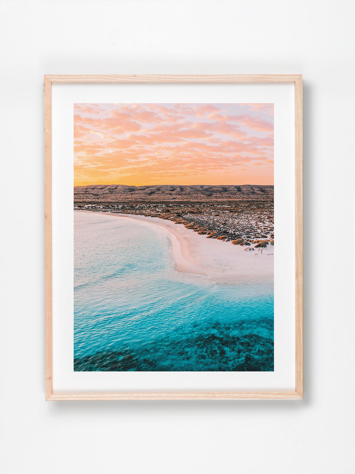 Turquoise Bay, Ningaloo, Coral Coast, WA. Aerial photography print by Salty Wings in a Raw Oak Deep Set Frame, portrait (SW2420)