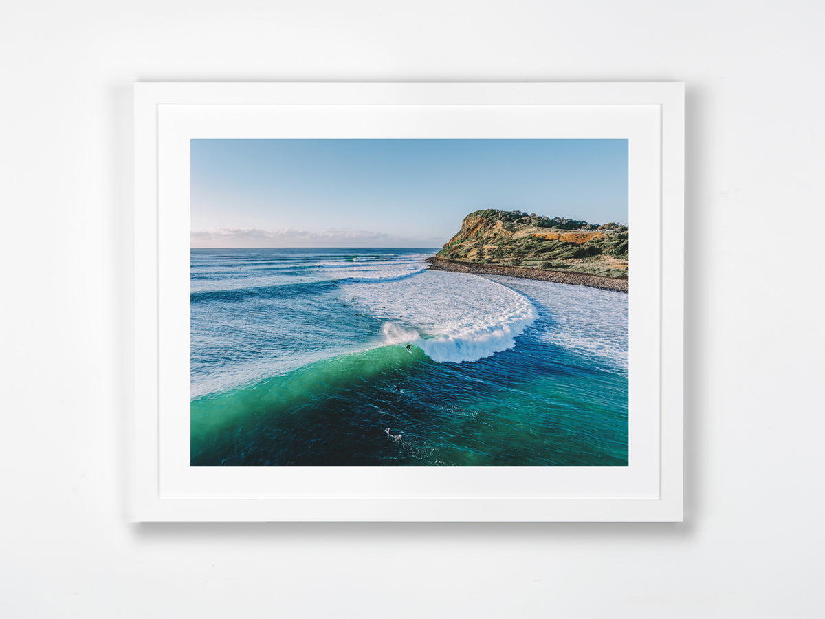 Lennox Head, Northern Rivers, NSW. Aerial photography print by Salty Wings in a white Classic Frame, landscape (SW2422)