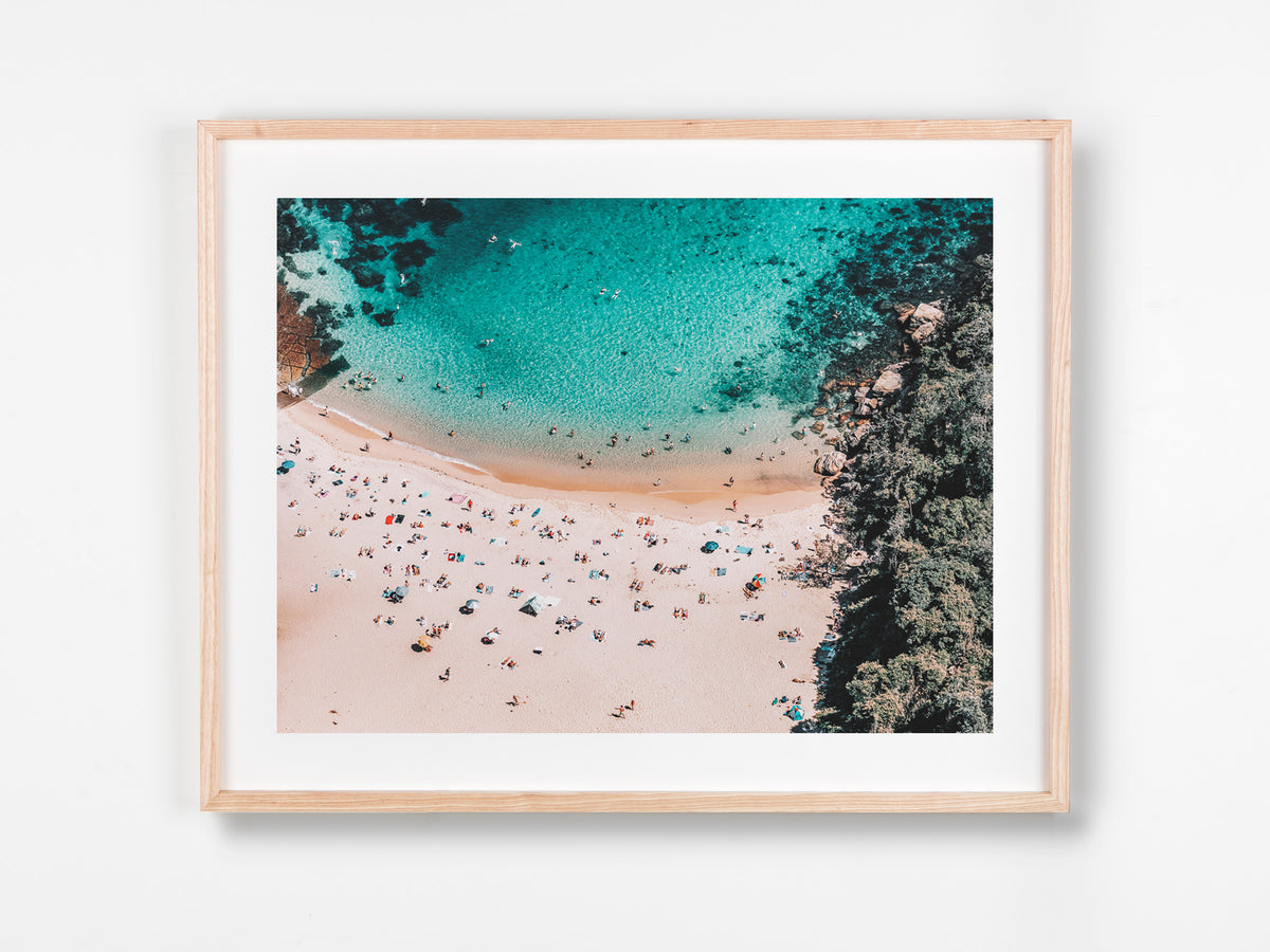 Manly, Sydney, NSW. Aerial photography print by Salty Wings in a Raw Oak Deep Set Frame, landscape (SW2426)