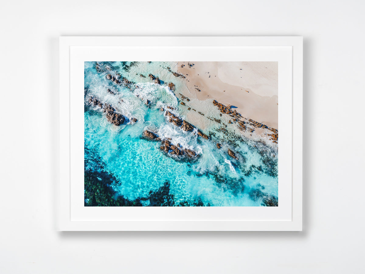 Cape Naturaliste, Margaret River Region, WA. Aerial photography print by Salty Wings in a white Classic Frame, landscape (SW2429)