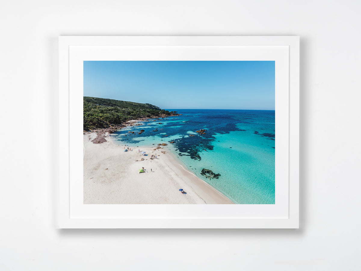 Bunker Bay, Dunsborough, Margaret River Region, WA. Aerial photography print by Salty Wings in a white Classic Frame, landscape (SW2445)