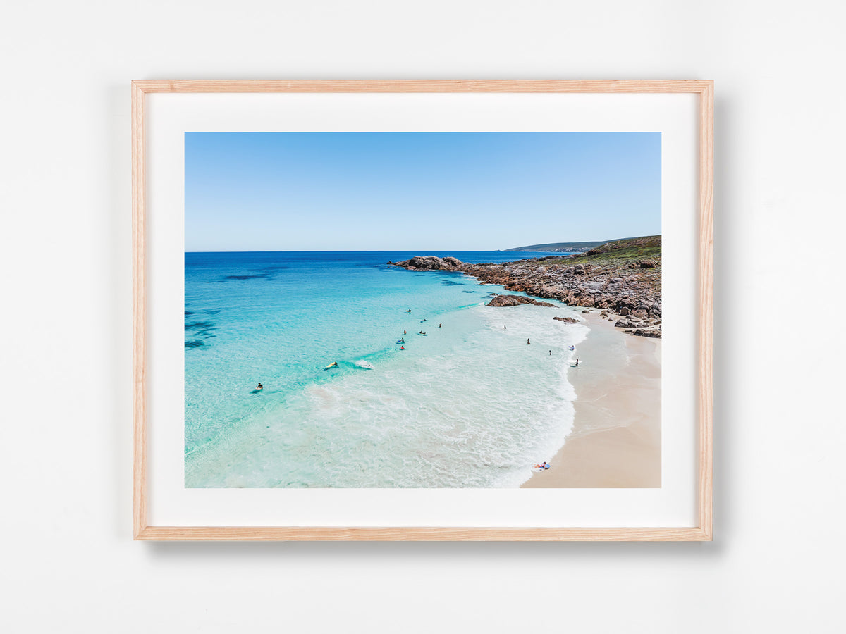 Smiths Beach, Yallingup, Margaret River Region, WA. Aerial photography print by Salty Wings in a Raw Oak Deep Set Frame, landscape (SW2447)