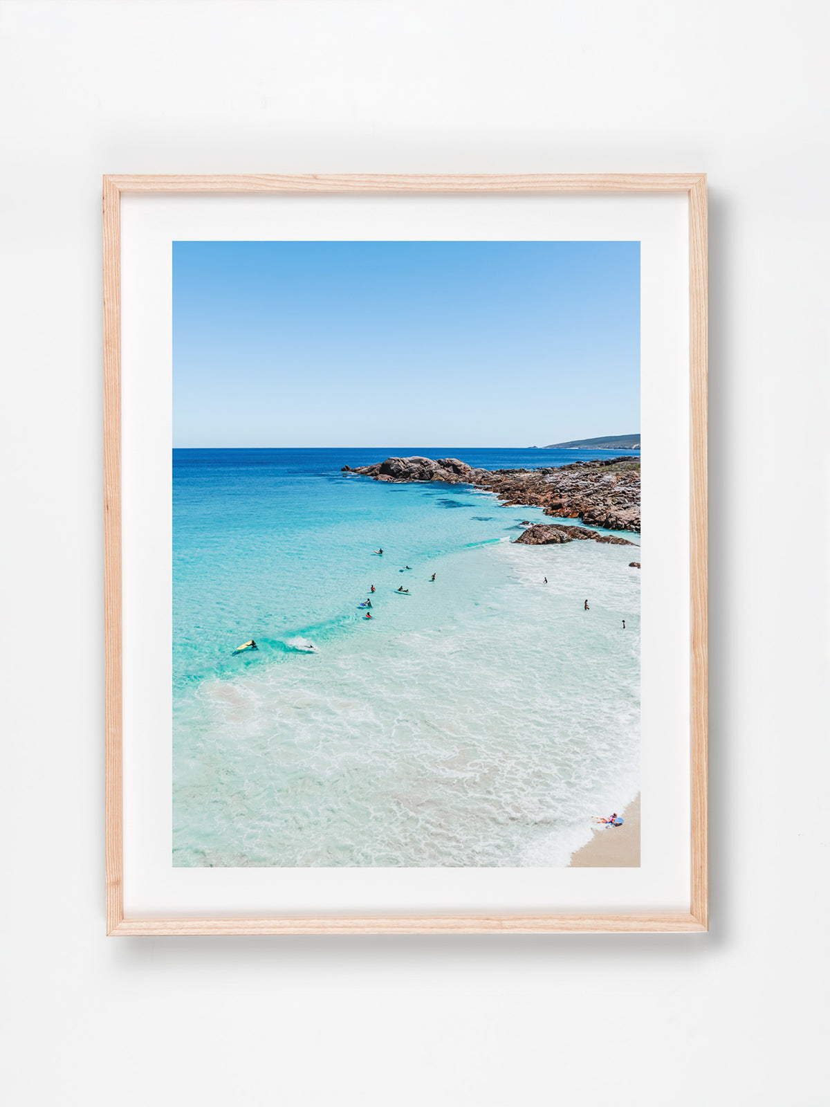 Smiths Beach, Yallingup, Margaret River Region, WA. Aerial photography print by Salty Wings in a Raw Oak Deep Set Frame, portrait (SW2447)