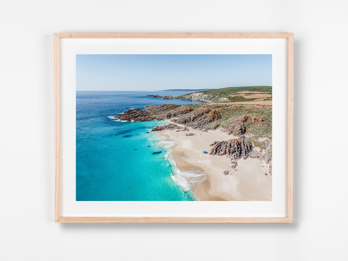 Wyadup, Yallingup, Margaret River Region, WA. Aerial photography print by Salty Wings in a Raw Oak Deep Set Frame, landscape (SW2459)