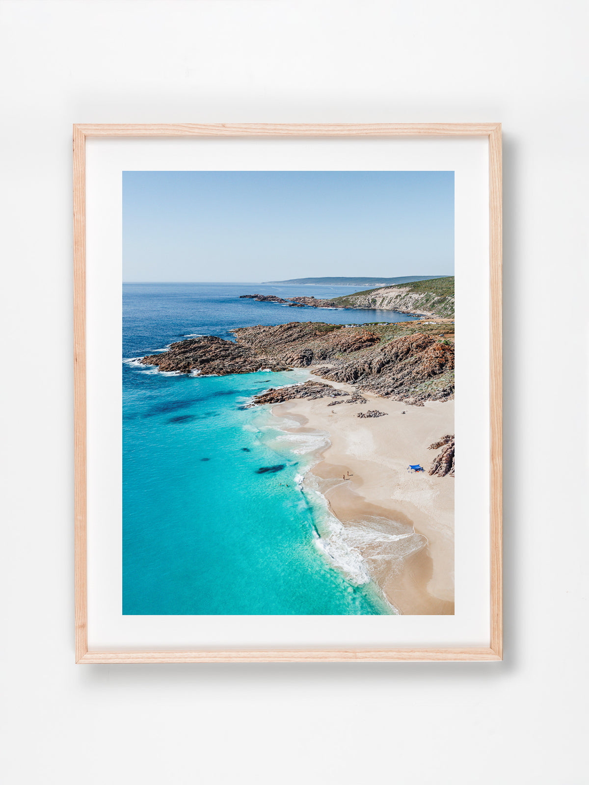 Wyadup, Yallingup, Margaret River Region, WA. Aerial photography print by Salty Wings in a Raw Oak Deep Set Frame, portrait (SW2459)