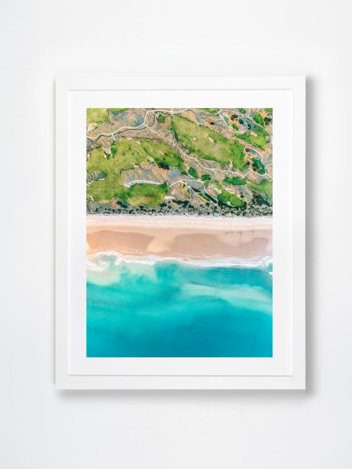 Barnbougle, Bridport, North-East Tasmania, TAS. Aerial photography print by Salty Wings in a white Classic Frame, portrait (SW2461)