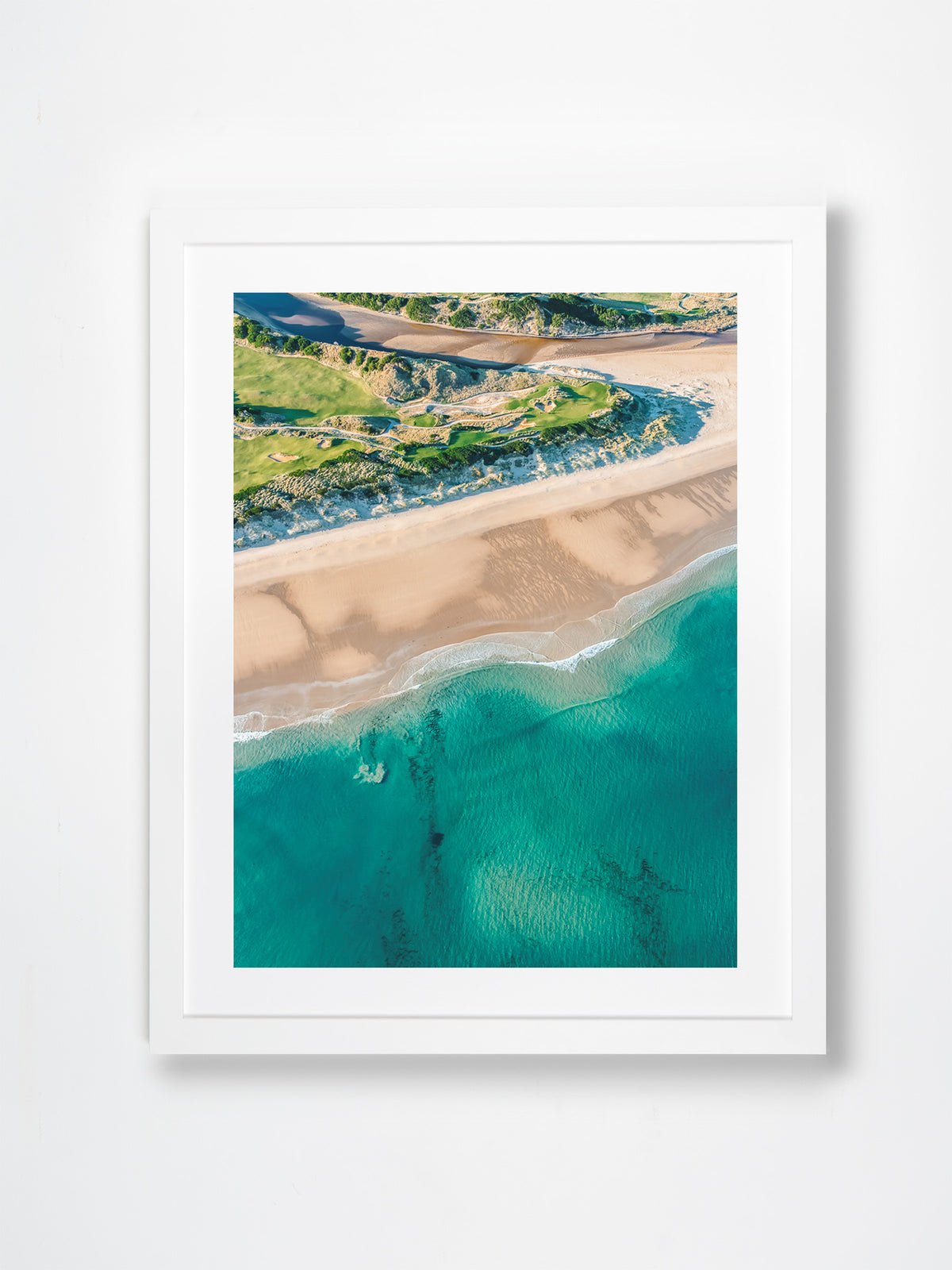 Barnbougle, Bridport, North-East Tasmania, TAS. Aerial photography print by Salty Wings in a white Classic Frame, portrait (SW2472)