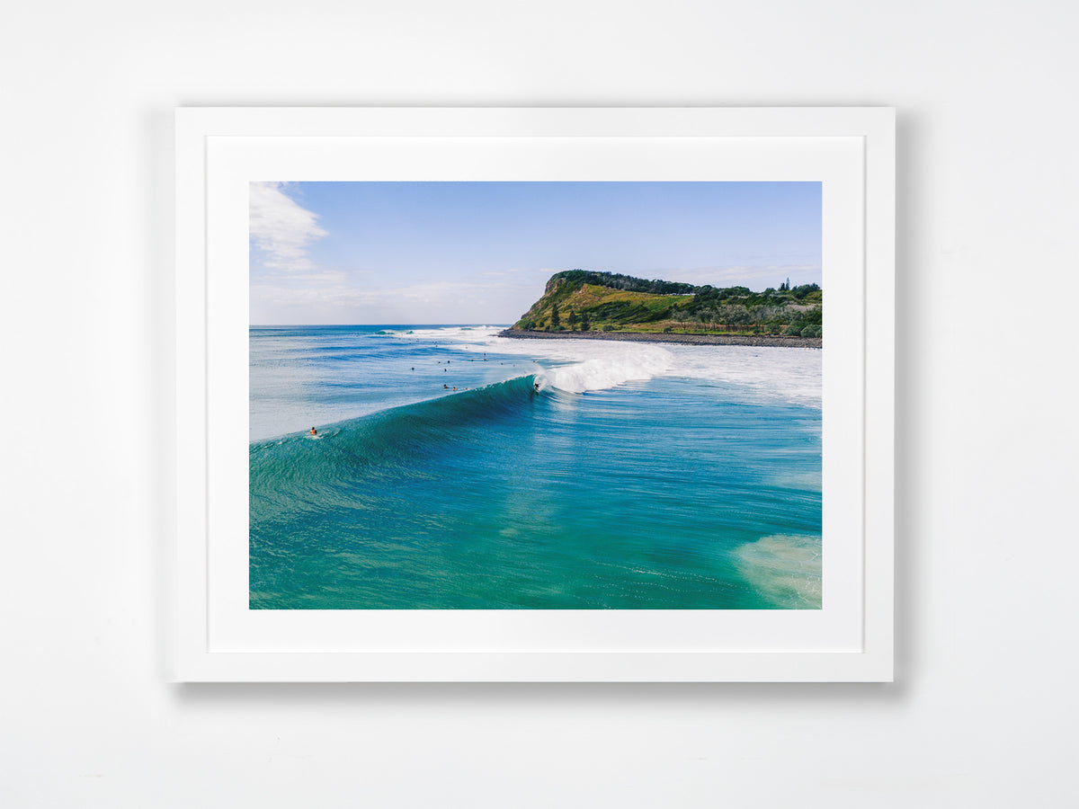 Lennox Head, Ballina, Northern Rivers, NSW. Aerial photography print by Salty Wings in a white Classic Frame, landscape (SW2500)