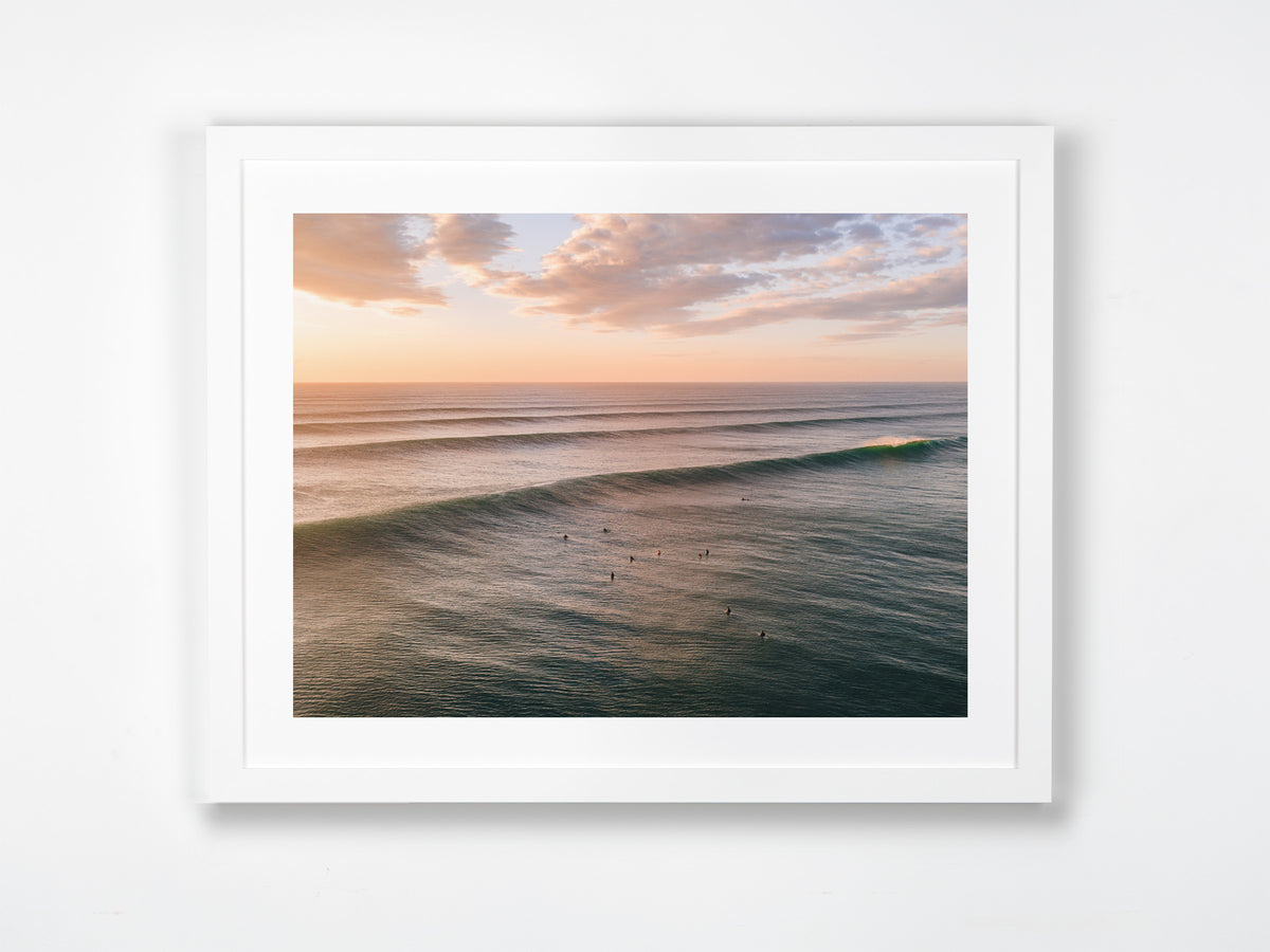 Lennox Head, Ballina, Northern Rivers, NSW. Aerial photography print by Salty Wings in a white Classic Frame, landscape (SW2501)