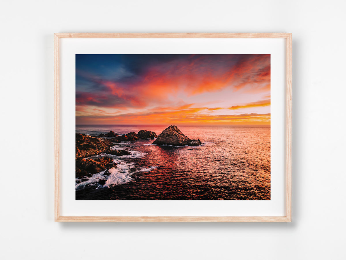 Sugarloaf Rock, Dunsborough, South West, WA. Aerial photography print by Salty Wings in a Raw Oak Deep Set Frame, landscape (SW2504)
