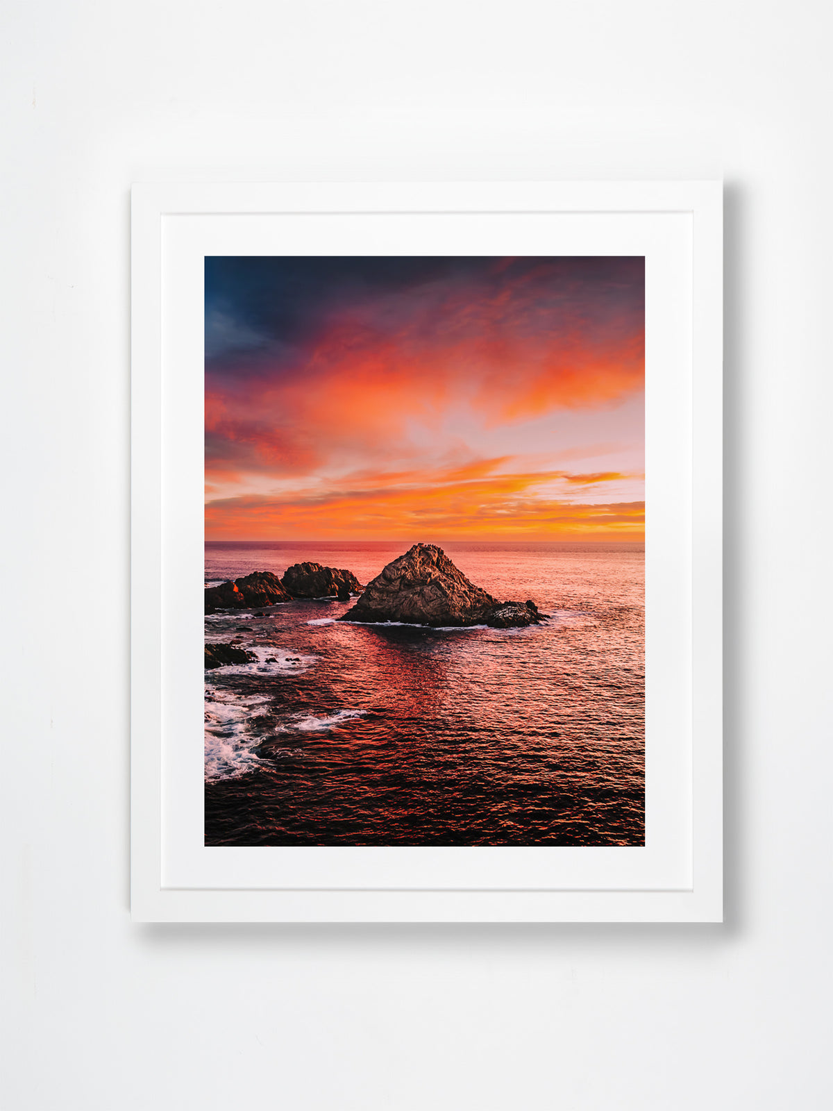 Sugarloaf Rock, Dunsborough, South West, WA. Aerial photography print by Salty Wings in a white Classic Frame, portrait (SW2504)
