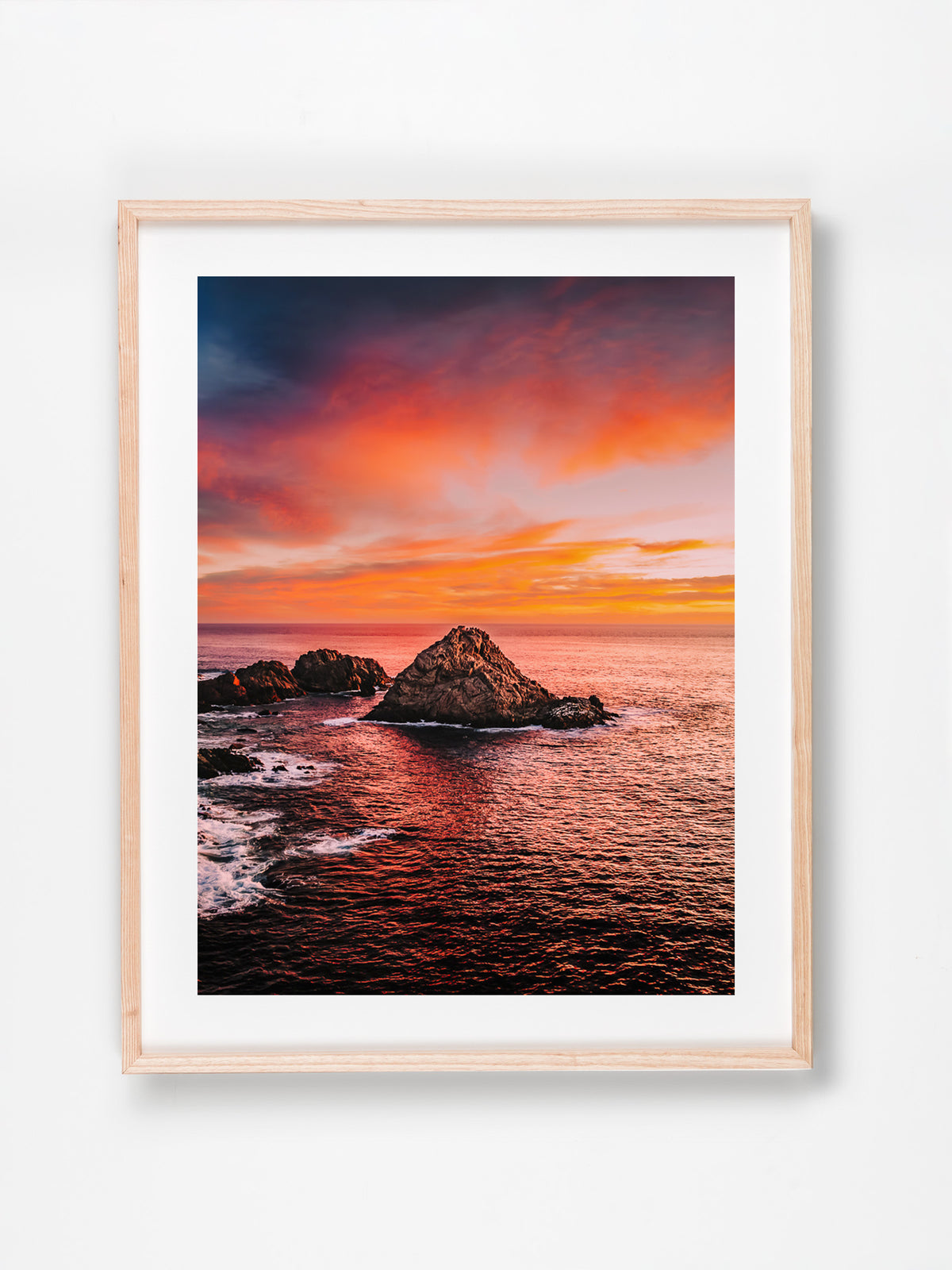 Sugarloaf Rock, Dunsborough, South West, WA. Aerial photography print by Salty Wings in a Raw Oak Deep Set Frame, portrait (SW2504)