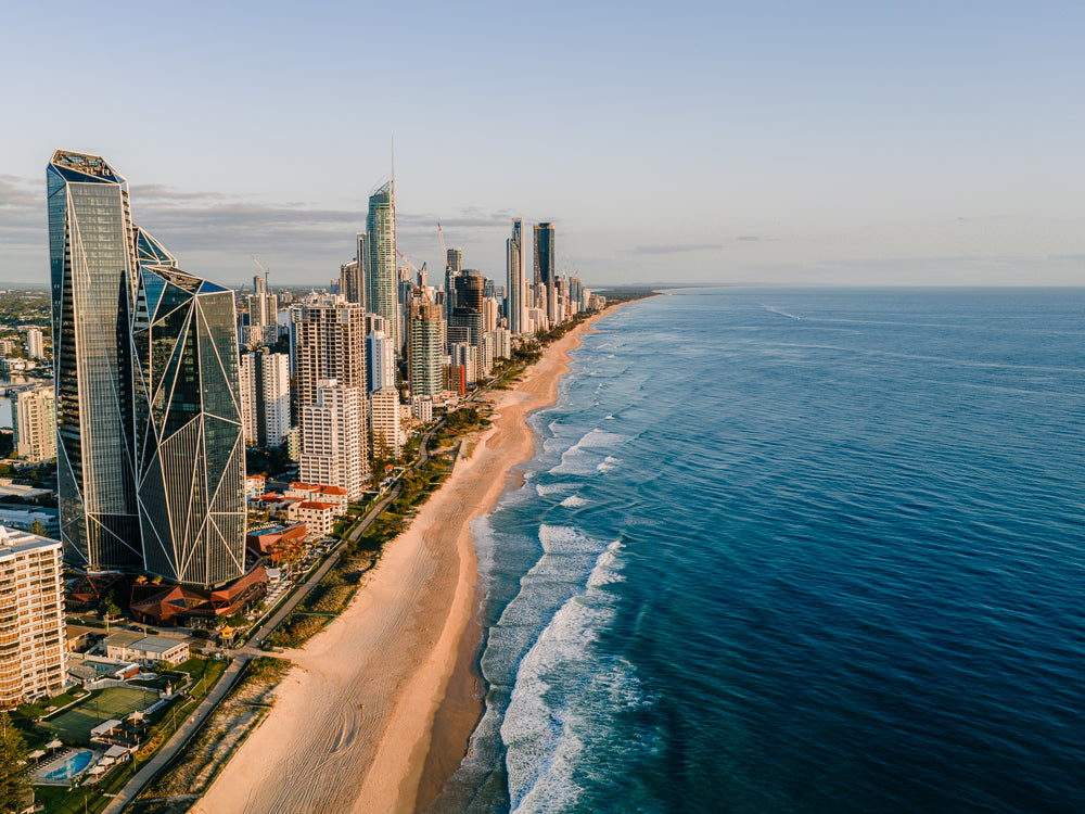 Surfers Paradise sunrise aerial photography print — Salty Wings
